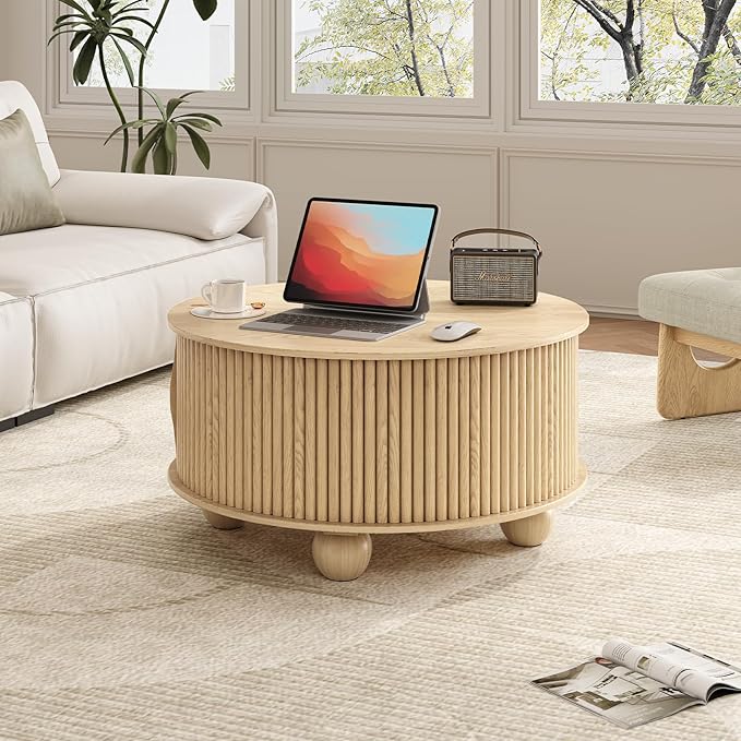 SULIVES Round Coffee Table