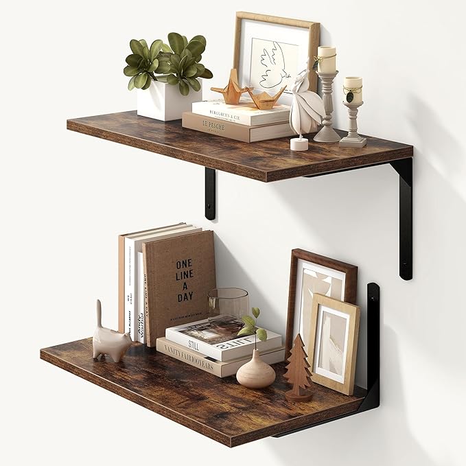 Floating Shelves for Wall, 12 Inch Deep Floating Shelves Set of 2, Wall Mounted