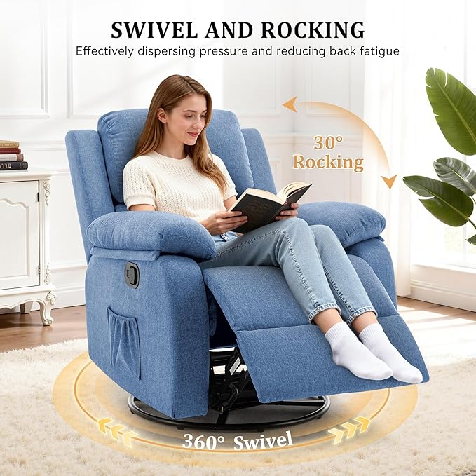 Korser Recliner Chair, 360 Swivel Rocker Chair