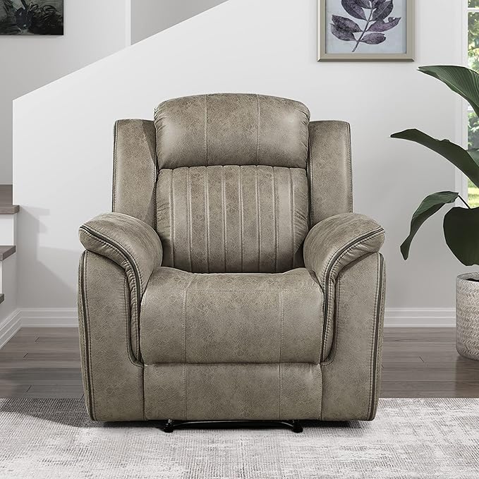 Lexicon Recliner Chair, Home Theater Seating, Manual Polished Microfiber