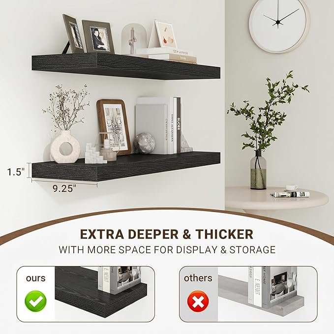 Acovy 16 Inch Floating Shelves, Wooden Shelves