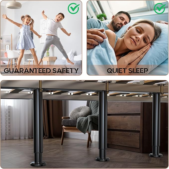 2Pcs Bed Frame Support Leg, Adjustable Height 14" to 23.6", Increase Under-Bed