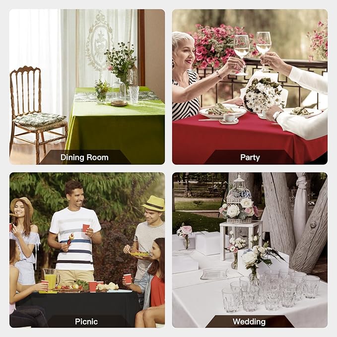 BALCONY & FALCON Rectangular Table Cloth Water Resistant Washable Double-Sided