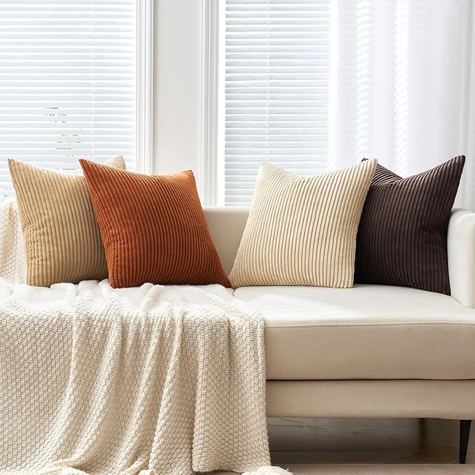 MIULEE Boho Farmhouse Throw Pillow Covers 18x18 Inch Set of 4 Rustic Mordern
