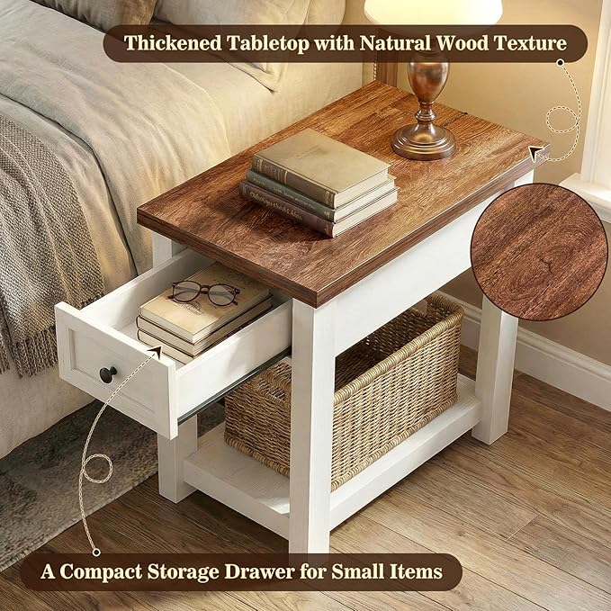 Narrow End Table with Charging Station