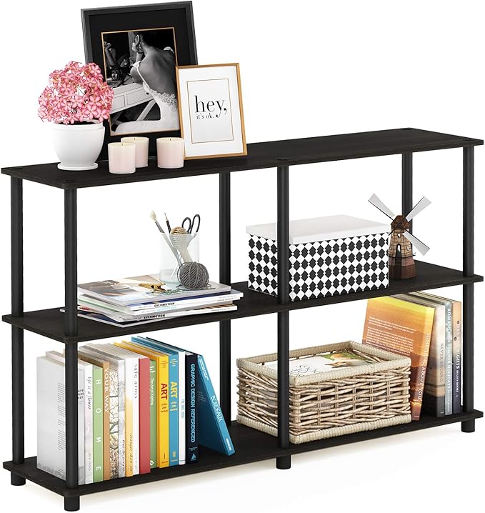 Furinno TURN-N-TUBE Storage Shelves, 3-Tier 47.4 Wide Book Shelf, Corner Shelf