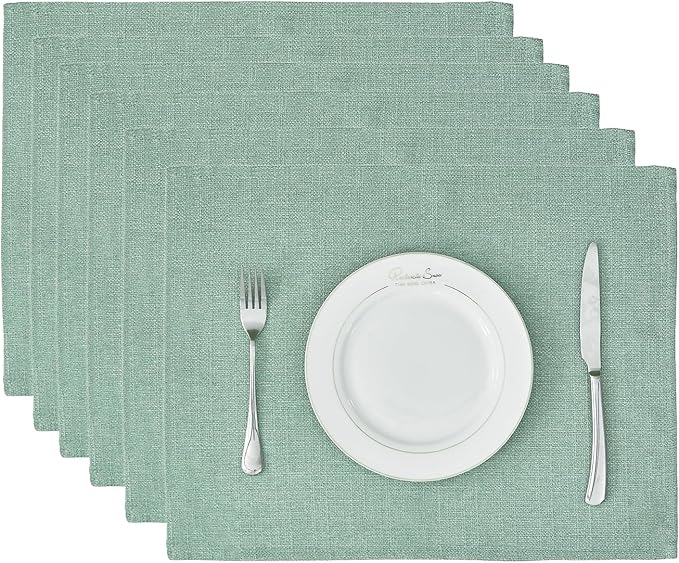 BALCONY & FALCON Placemats Set of 6 Faux Linen Cloth Place Mats Washable
