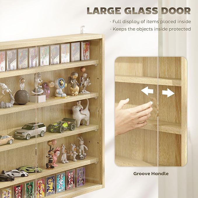 HOMCOM 5-Tier Display Cabinet, Glass Door Cabinet