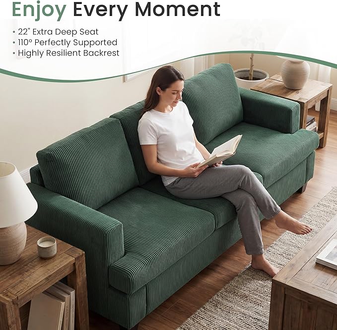 YOUDENOVA Sofa Couch, 3 Piece Set Comfy Sofa, 2 Loveseat & 3 Seater Sofa