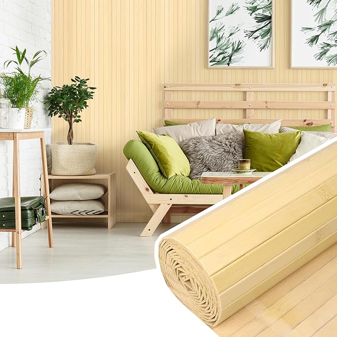 2 Pack Bamboo Wall Panel for Interior Wall Decor, Renewable Pole Wrap