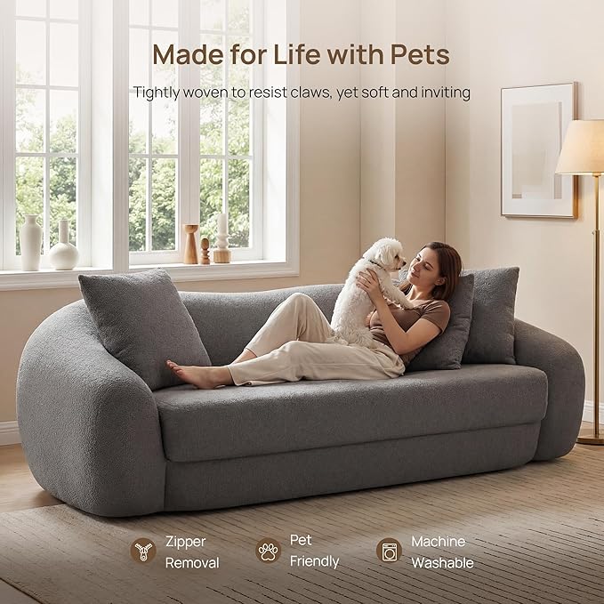 SICOTAS Curved Sofa Couch Bed for Living Room Convertible Futon Cloud Boneless