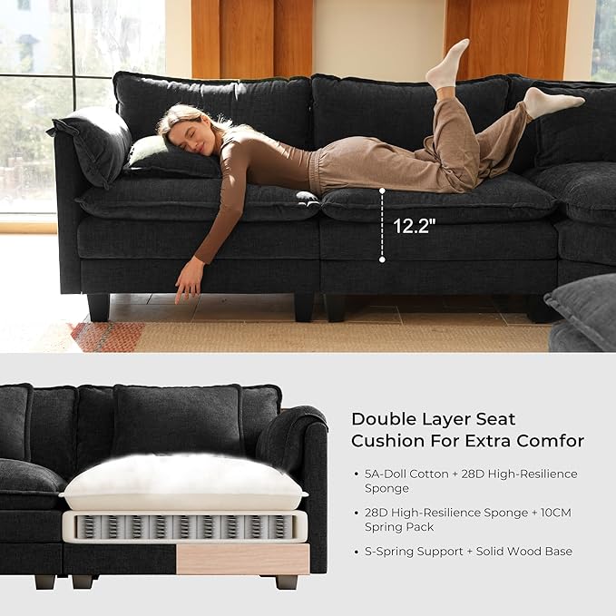 ELUCHANG Oversized 79" Modular Sectional Sofa Bed, Comfy Cloud Couch
