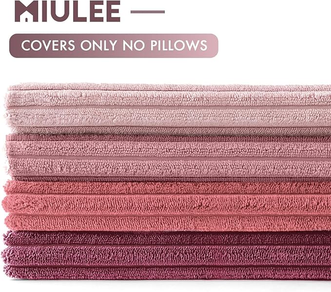 MIULEE Pack of 4 Purple Pink Valentines Corduroy Decorative Throw Pillow Covers