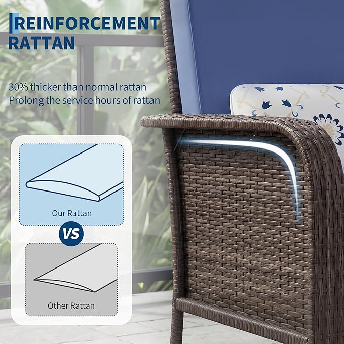 GarveeHome 2-Piece Outdoor Patio Furniture Set, All-Weather Rattan Chairs