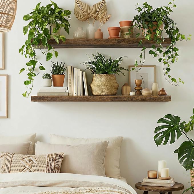 Dreamland 48 inch Floating Shelves, Rustic Wood Floating Wall Shelf