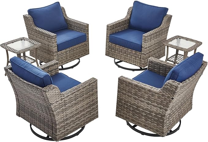 Patio Wicker Chairs Swivel Rocker-Outdoor Swivel Rocker Chair Set of 4