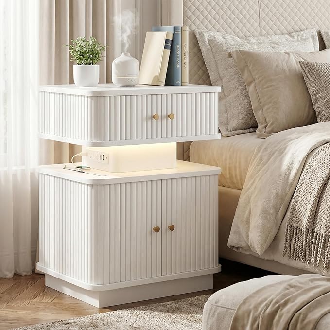 Night Stand Set 2, LED Nightstand, Bedroom Night Stand