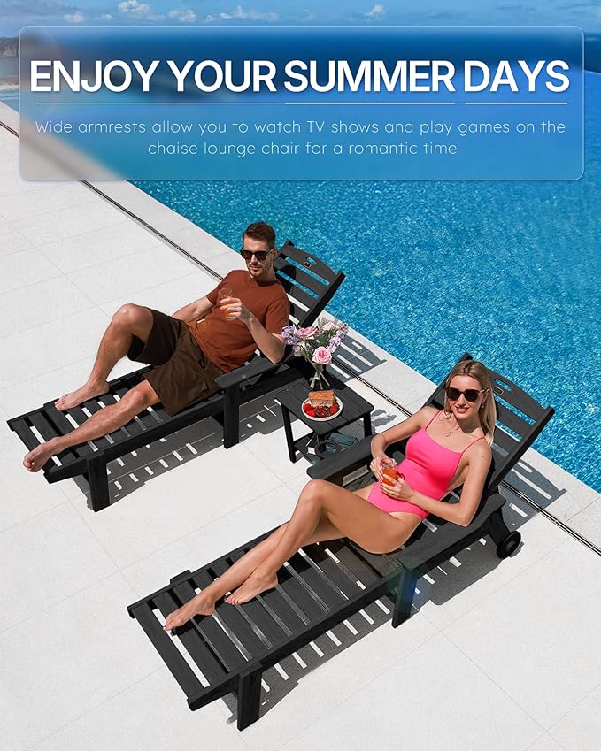 Patio Chaise Lounge Chair Set of 4, Oversize Lounge Chairs