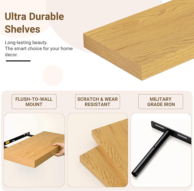 55 Inch Floating Shelves, 12 Inch Deep Floating Shelves