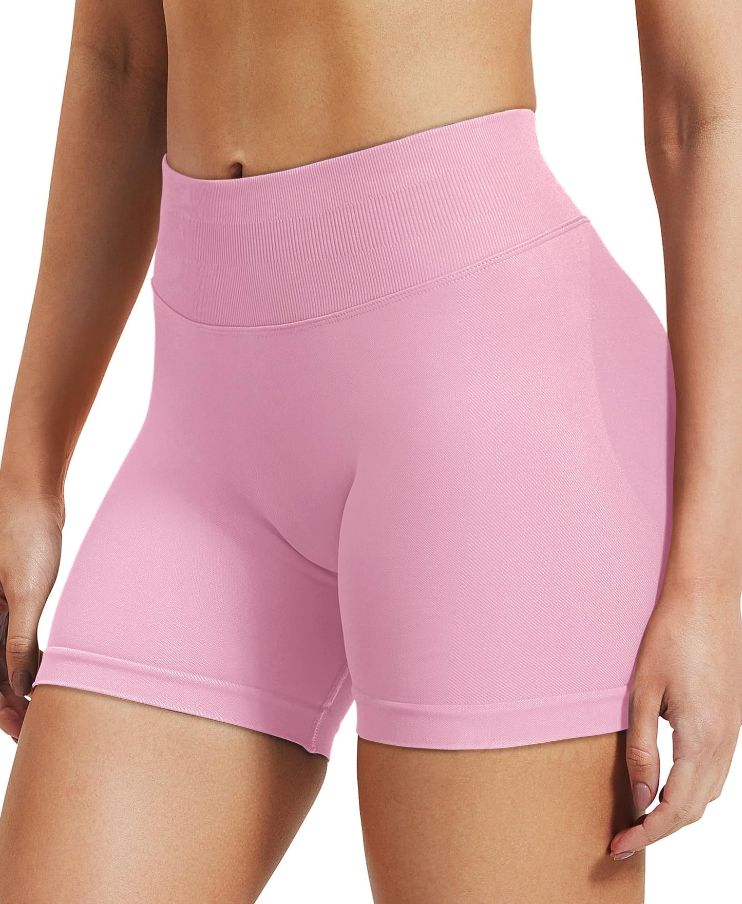 VOYJOY Women Workout Impact Shorts 3.6"/ 4.5"/ 6" Scrunch Butt Lifting Gym Seamless Booty Biker Shorts Pink