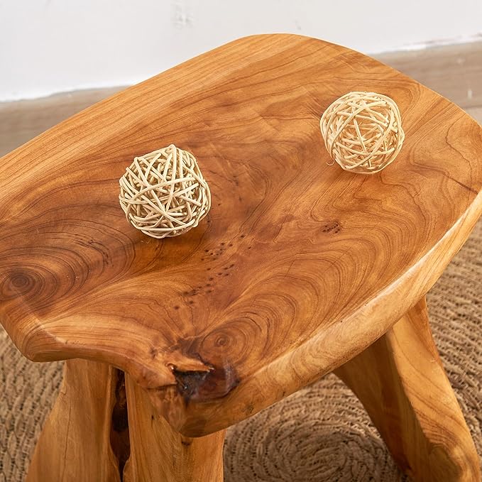 Natural Shape Stump Stool 12.5"x10"x12" Solid Wood Cedar Root End Table Rustic