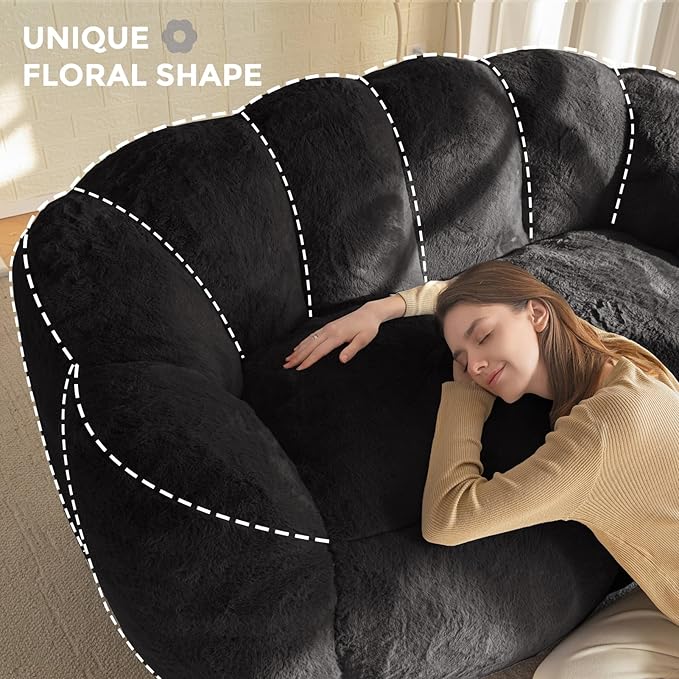 MAXYOYO Bean Bag Chair for Adults, Loveseat Floral Shaped Bean Bag Sofa