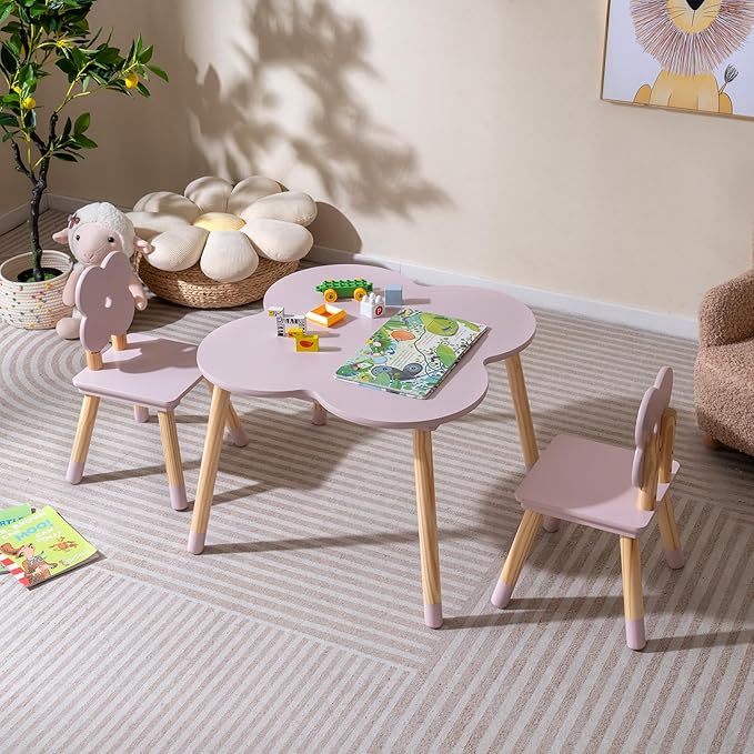Costzon Kids Table and Chairs, Wooden Toddler Desk Set