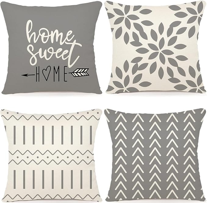 YCOLL Pillow Covers 18x18 Set of 4，Modern Sofa Throw Pillow Cover, Decorative