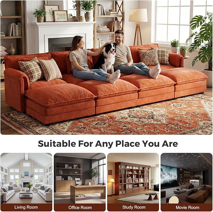 ELUCHANG Oversized 153" Modular Sectional Sofa, Comfy Deep Seat Cloud Couch