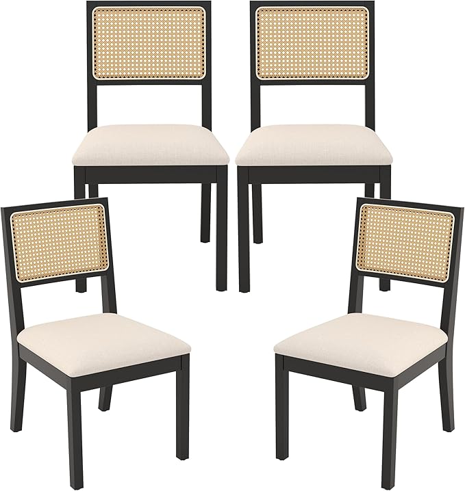 Westice Rattan Dining Chairs Set of 4, Farmhouse Natural Dining Room Chairs