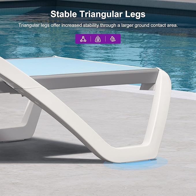 PURPLE LEAF Patio Chaise Lounge Chair Set Outside Aluminum Plastic Stackable