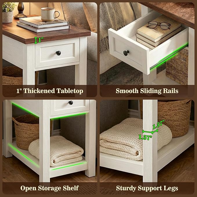 Narrow End Table with Charging Station