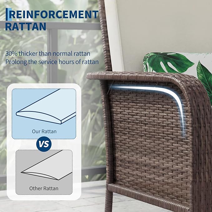 2-Piece Outdoor Patio Furniture Set, All-Weather Rattan Chairs