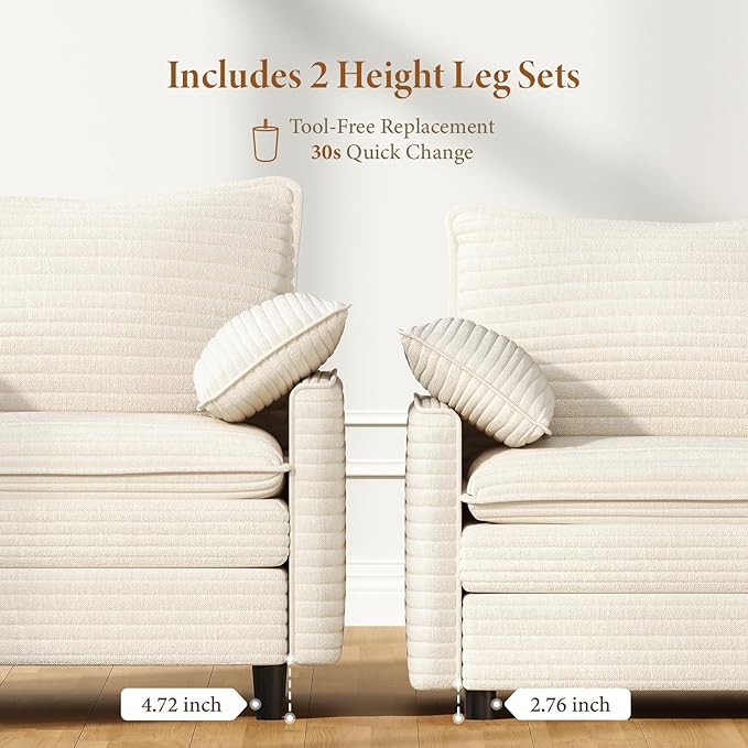Vesgantti 74" Loveseat Sofa for Living Room, Comfy Cloud Couch Deep Seat