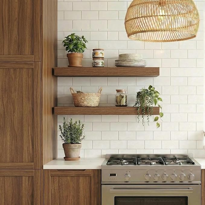 Dreamland Floating Shelves for Wall, 2 Pack Rustic Wooden Wall Shelves