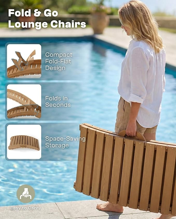 Folding HDPE Outdoor Chaise Lounge
