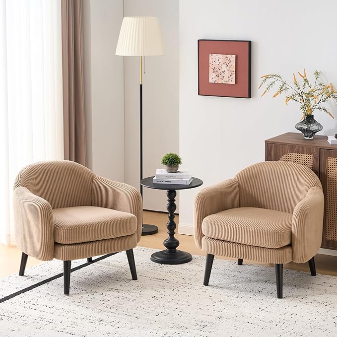 VINGLI 30.3" Wide Modern Barrel Accent Armchairs Set of 2