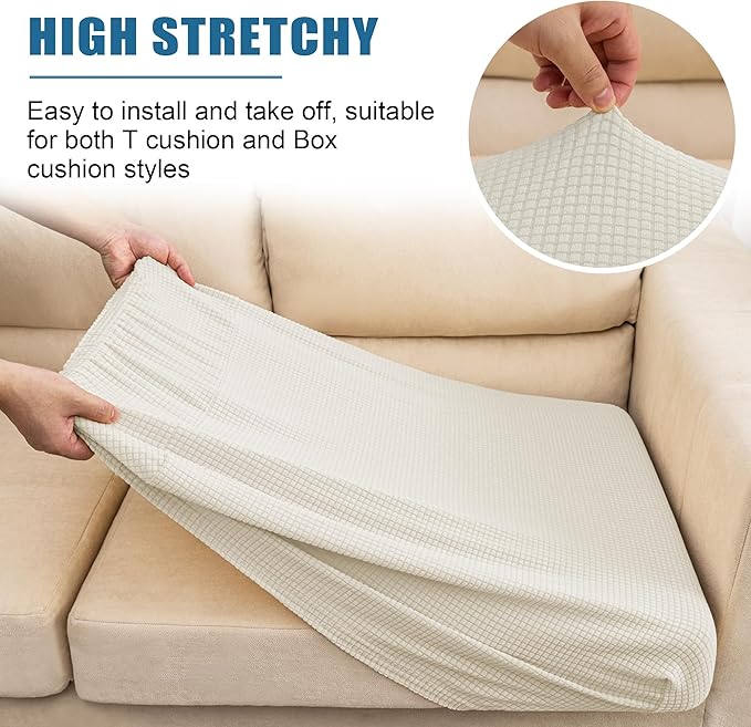Water Repellent Couch Cushion Cover 3 Pieces Sofa Seat Cushion Covers, Stretch