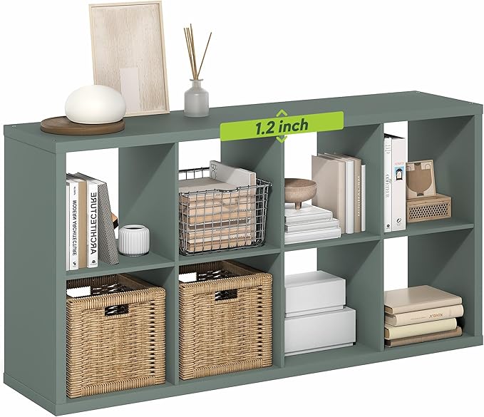 Furinno Cubicle Book Shelf, 8-Cube Bookshelf, Extra Thick Frame Horizontally &