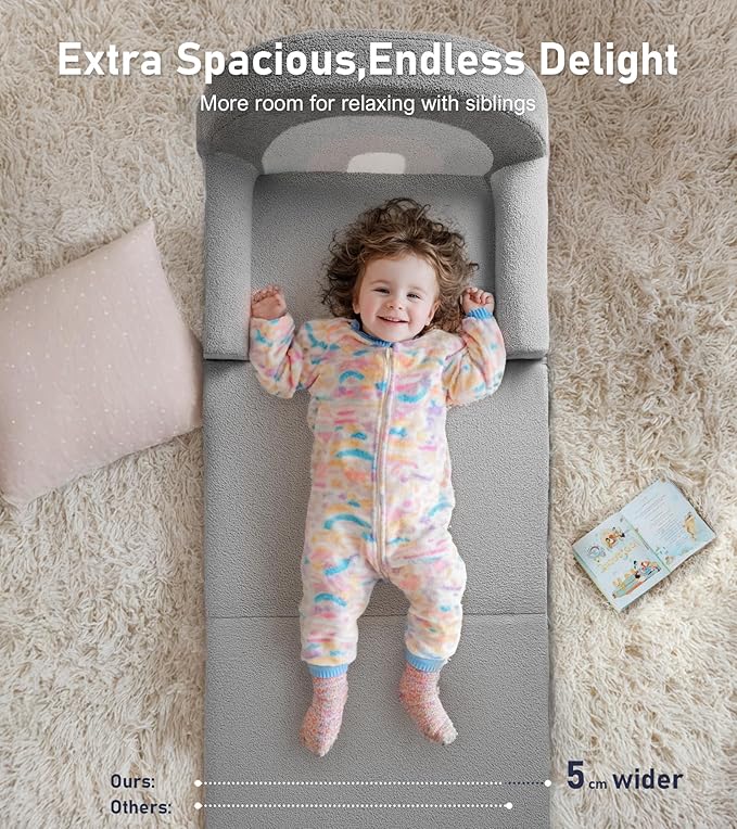 little dove Extra Wide Soft Toddler Couch Fold Out, Comfy Toddler Chair