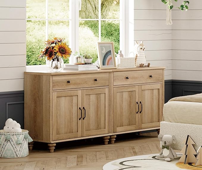 WAMPAT Farmhouse TV Stand for 75 inch TV