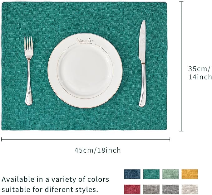 BALCONY & FALCON Placemats Set of 6 Faux Linen Cloth Place Mats Washable