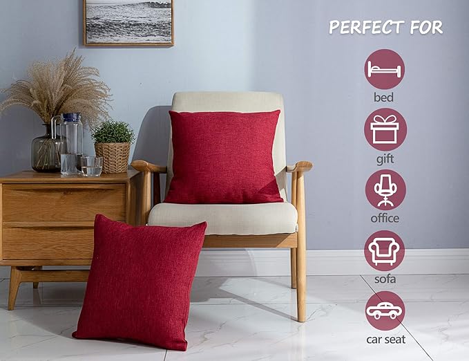 Stellhome Set of 2 Christmas Decorative Linen Throw Pillow Cover Square