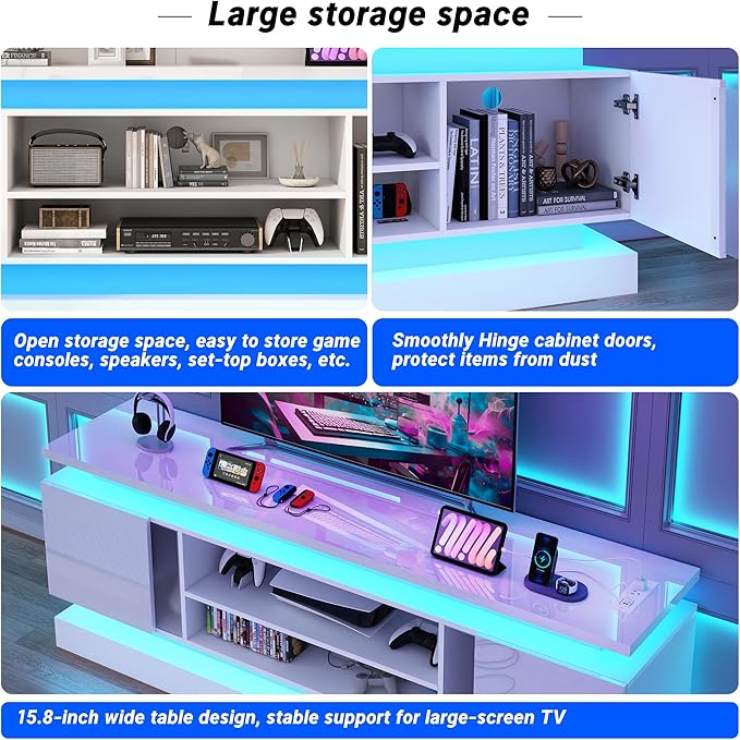 chartustriable 71IN LED TV Stands w/Power Outlet
