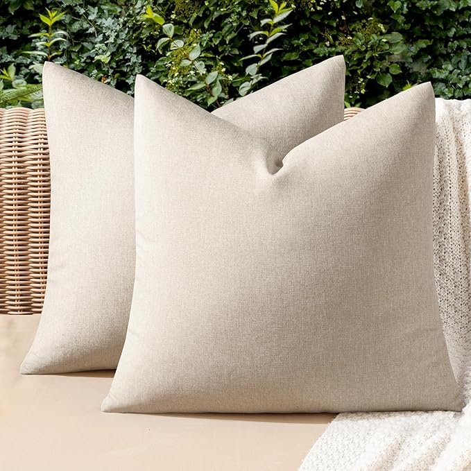 MIULEE Pack of 2 Decorative Outdoor Solid Waterproof Throw Pillow Covers Euro