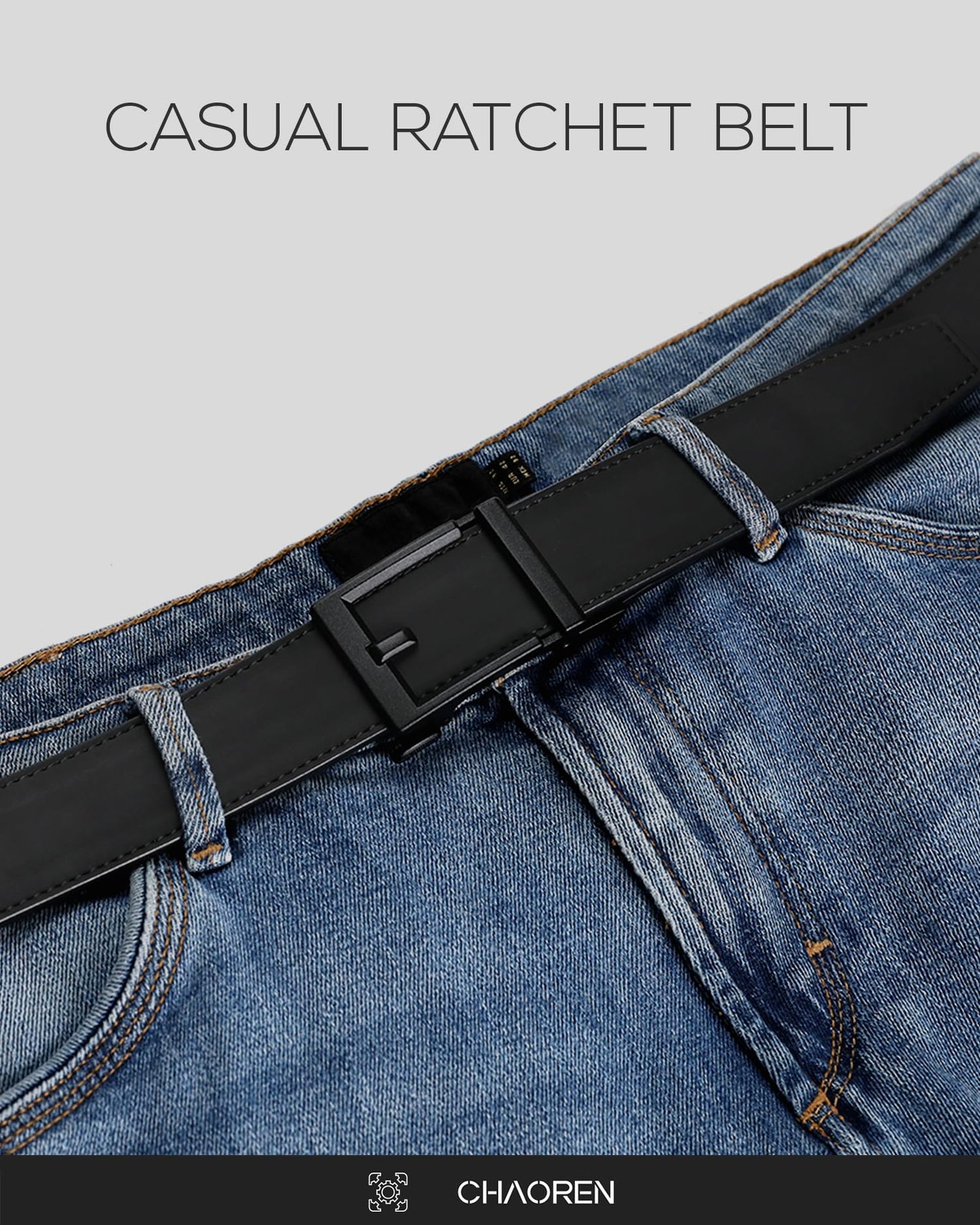 CHAOREN Mens Belts Leather Ratchet - Black Belt Men 1 3/8" - Micro Adjustable Belt Fit Everywhere