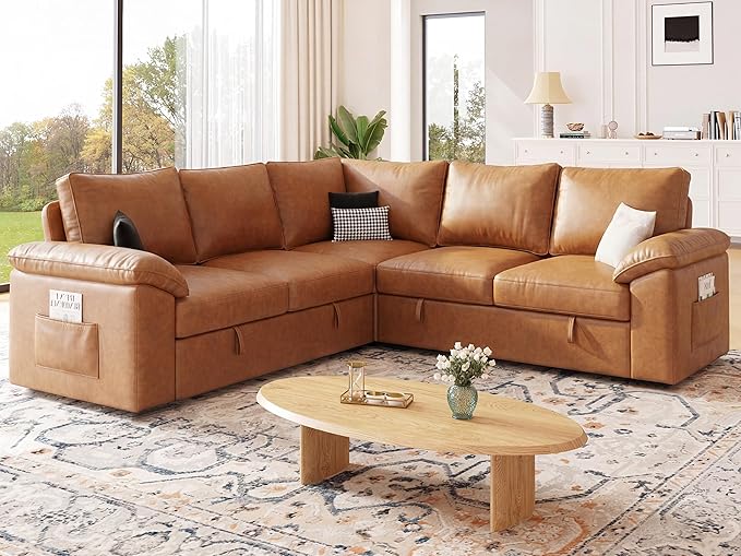 85 Inch Faux Leather Modular Sectional Sofa