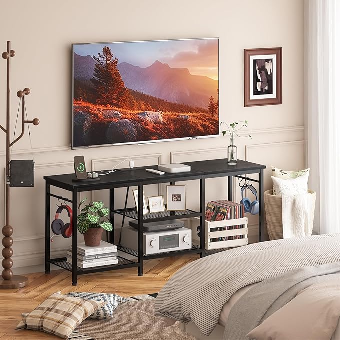YGEOMER TV Stand for Tvs Up to 55 Inch, Entertainment Center