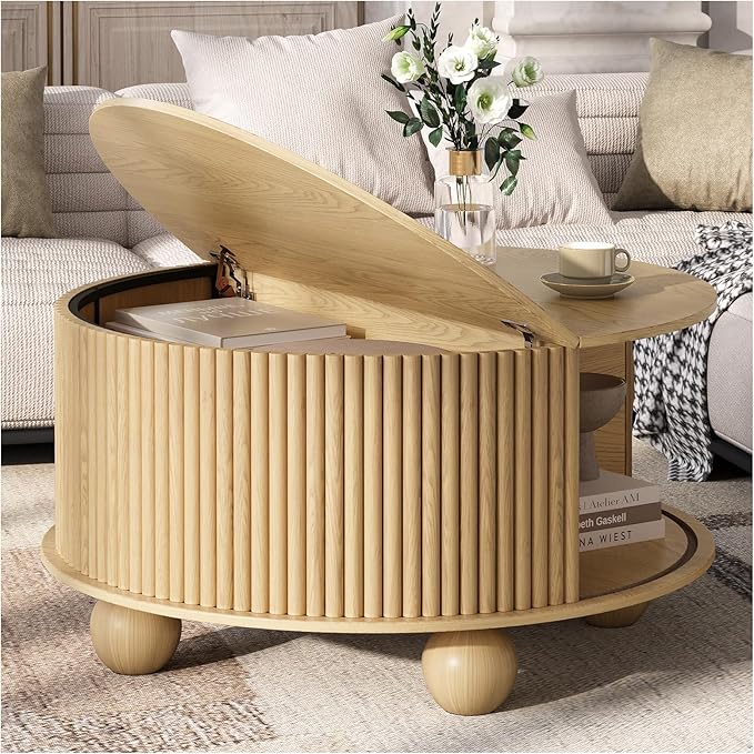 SULIVES Round Coffee Table
