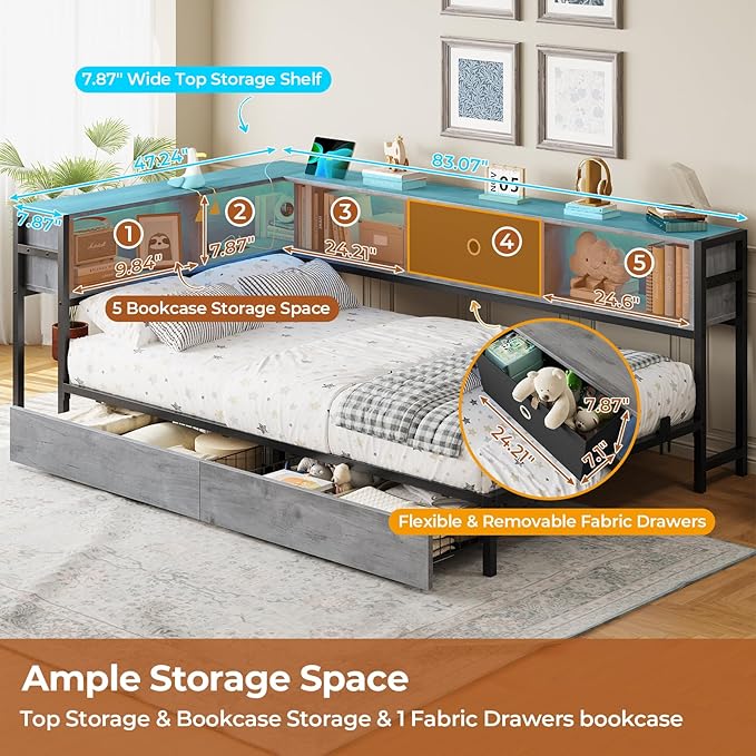 DICTAC Corner Bed Frame Twin XL